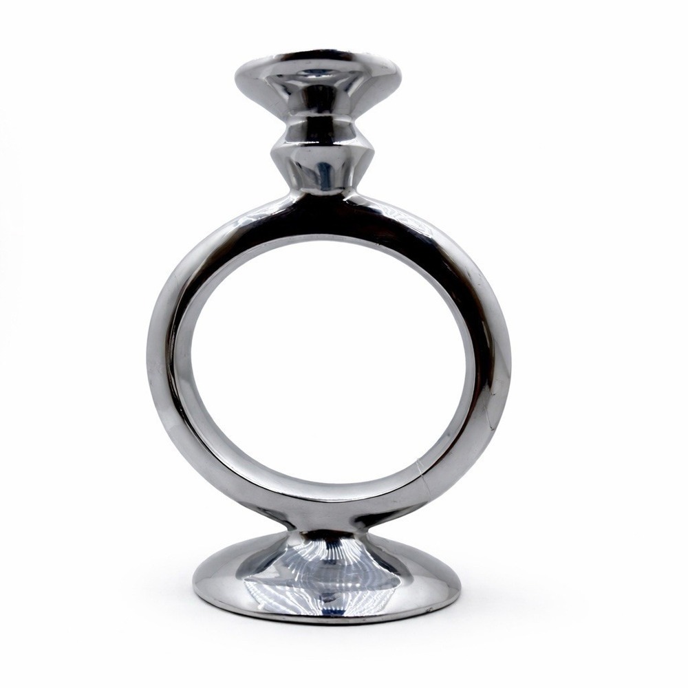Modern Chrome Candle Holder Sculptural Ring Design LUNAres San Francisco